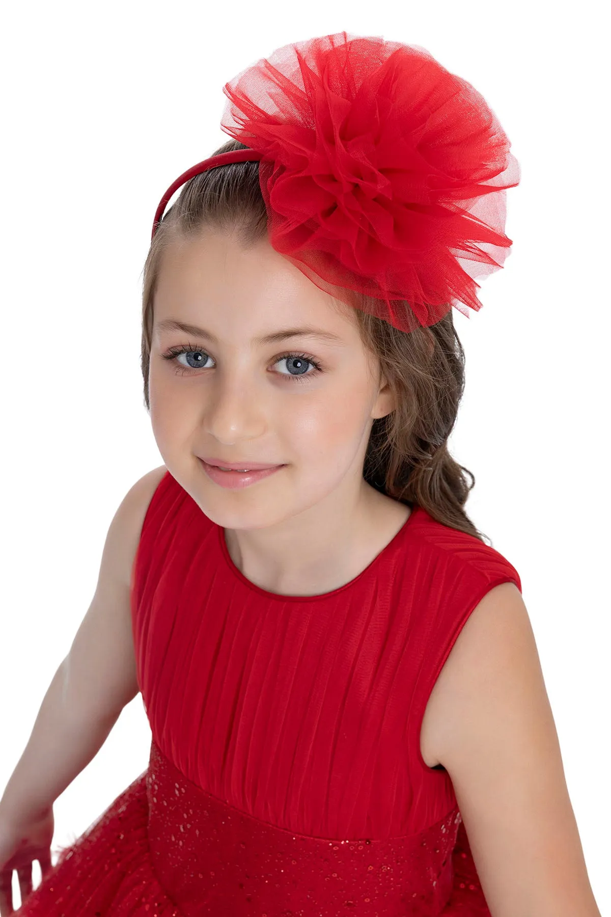 Girls Festive Red Sleeveless Tutu Dress
